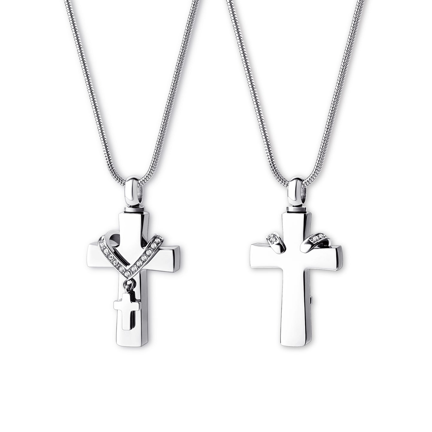 Premium Collet Cross Memorial Necklace