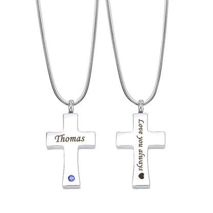 Birthstone Cross Memorial Necklace