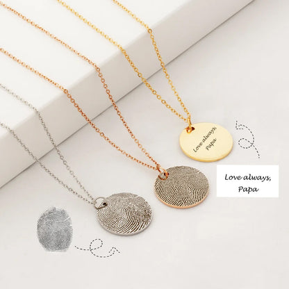 Round Fingerprint Memorial Necklace