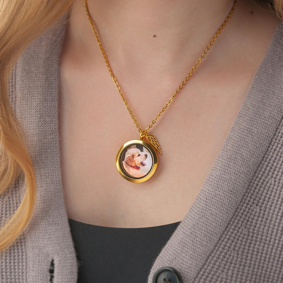 Round Locket Pet Memorial Necklace