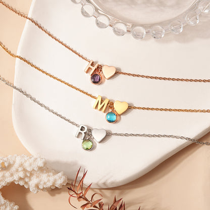 Birthstone Initial Necklace