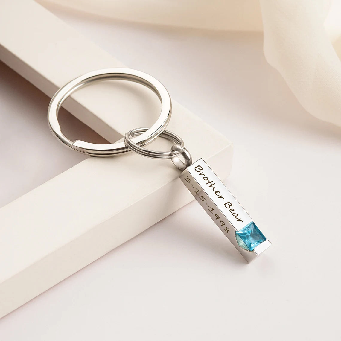 Birthstone Bar Memorial Key Chain