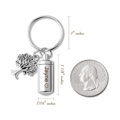 Tree of Life Charm Polish Cylinder Memorial Key Chain