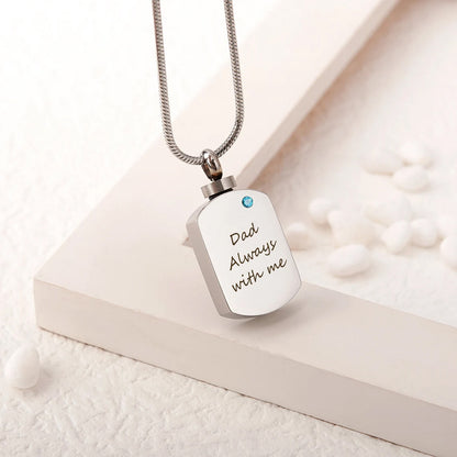 Birthstone Dog Tag Memorial Necklace