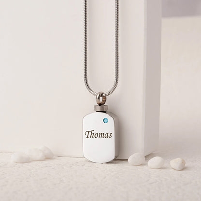 Birthstone Dog Tag Memorial Necklace