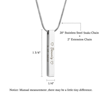 4-Sided Bar Memorial Necklace