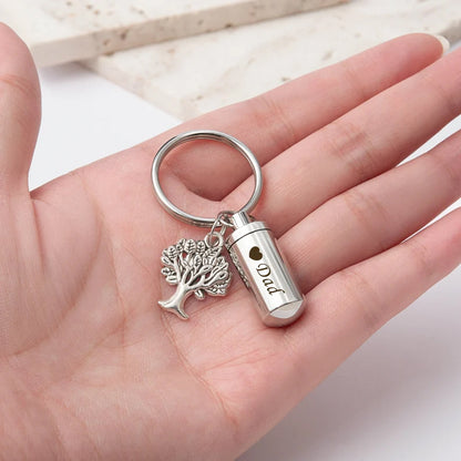 Tree of Life Charm Polish Cylinder Memorial Key Chain