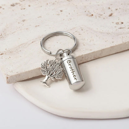 Tree of Life Charm Polish Cylinder Memorial Key Chain