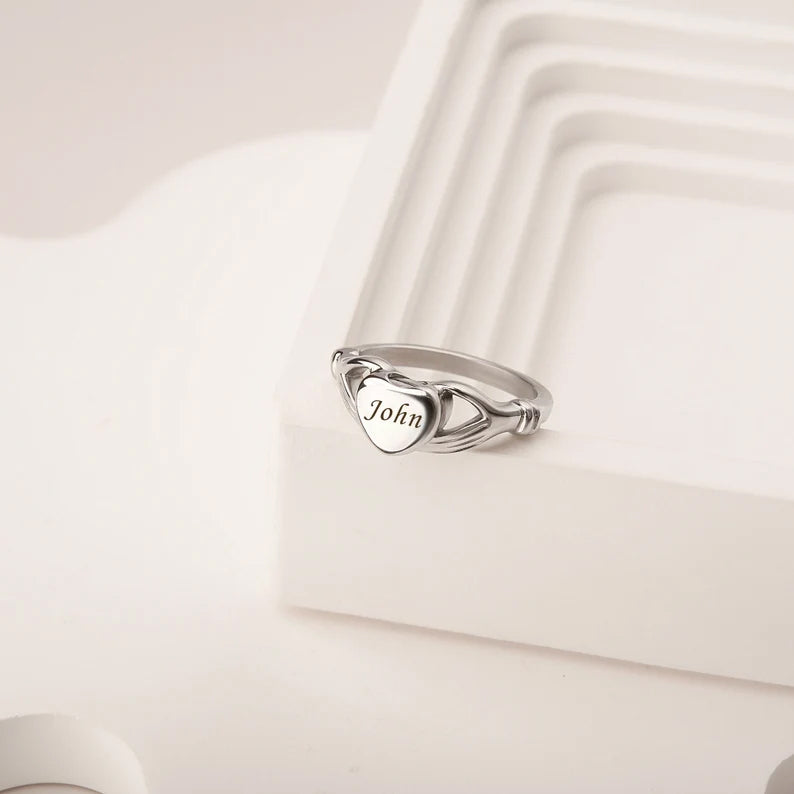 Heart in Hands Memorial Ring