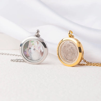 Round Locket Pet Memorial Necklace