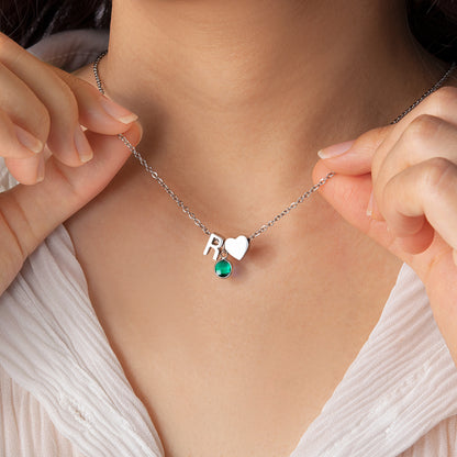 Birthstone Initial Necklace