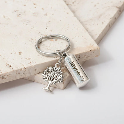 Tree of Life Charm Polish Cylinder Memorial Key Chain