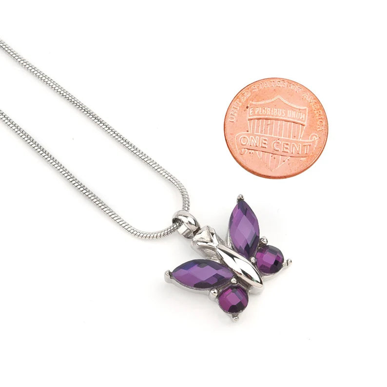 Crystal Butterfly Memorial Necklace