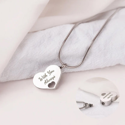 Sideways Heart Memorial Necklace