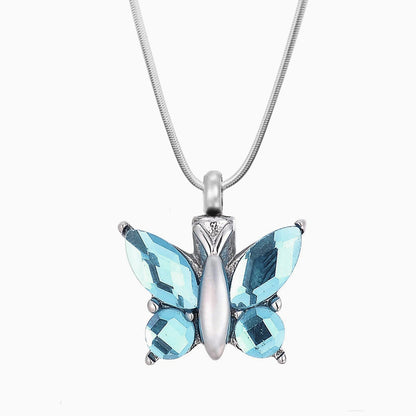 Crystal Butterfly Memorial Necklace