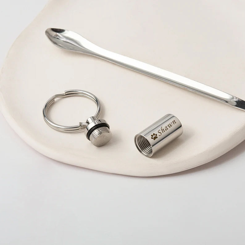 Polished Cylinder Memorial Key Chain