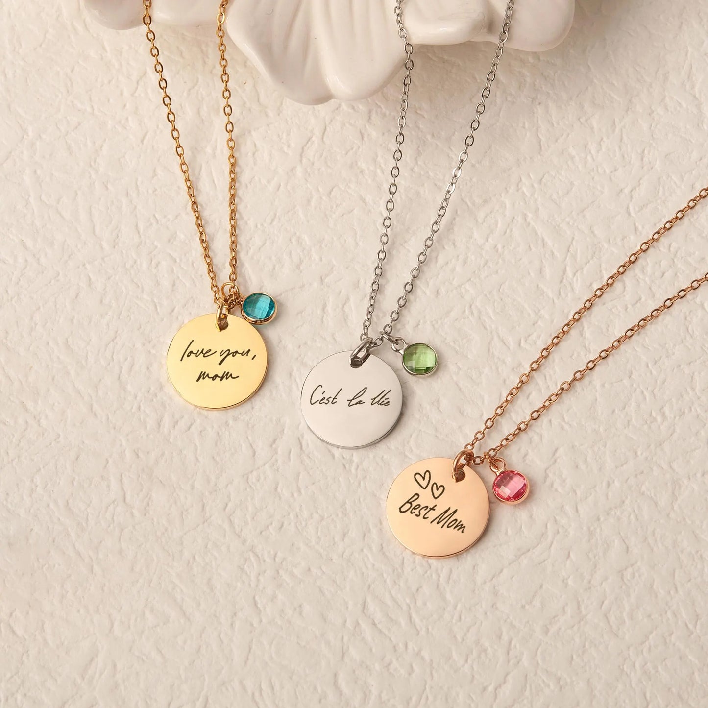 Custom Handwritting Birthstone Necklace