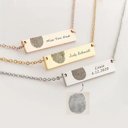 Horizontal Bar Fingerprint Memorial Necklace