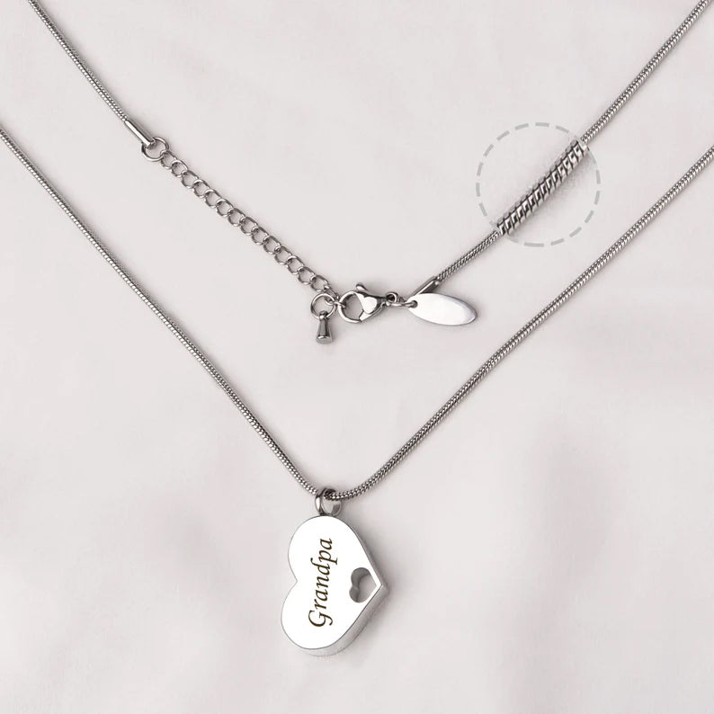 Sideways Heart Memorial Necklace