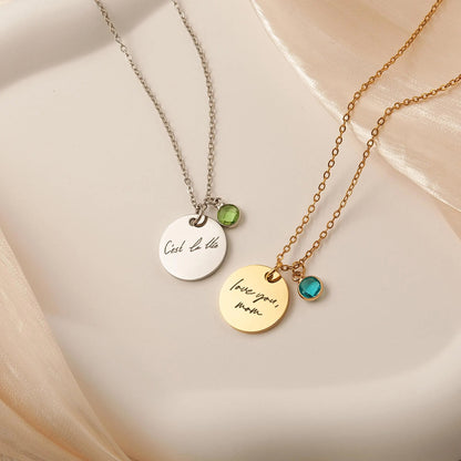 Custom Handwritting Birthstone Necklace