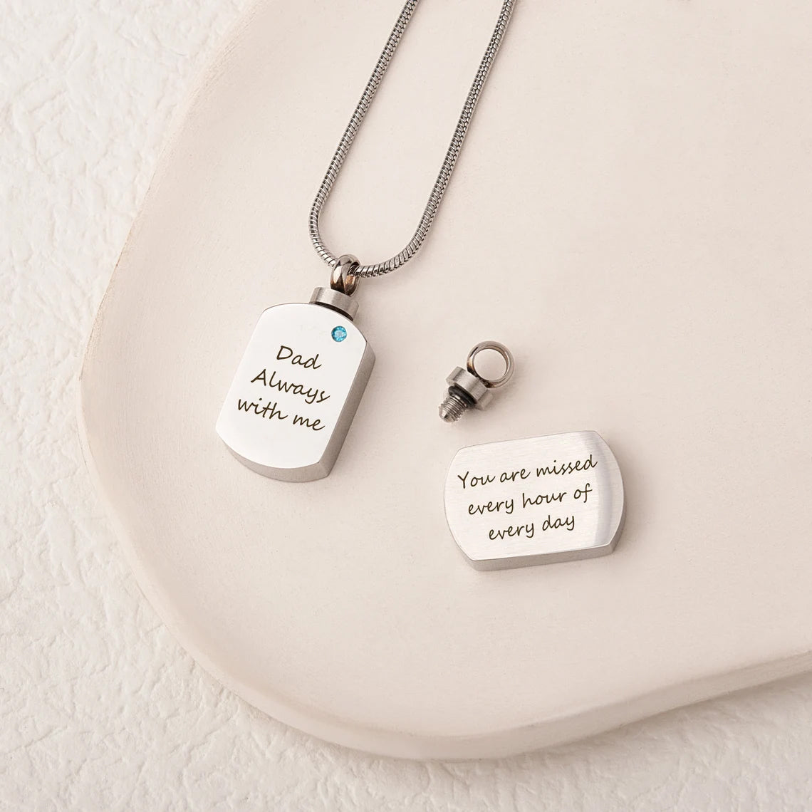 Birthstone Dog Tag Memorial Necklace