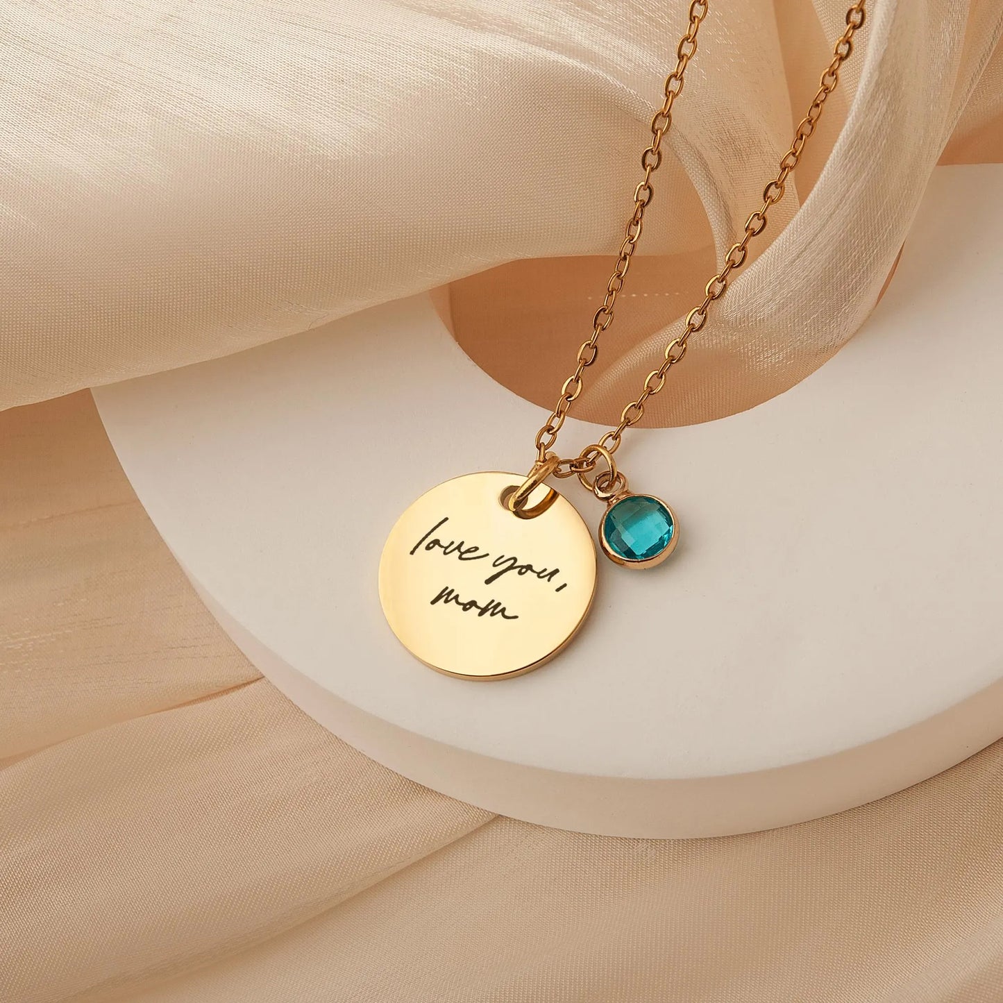 Custom Handwritting Birthstone Necklace