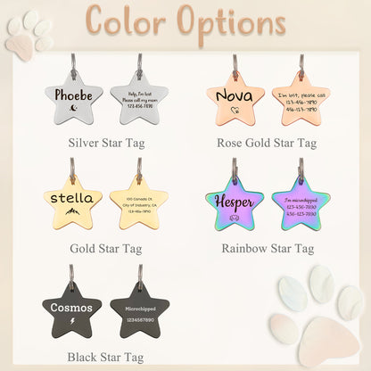 Star Shaped Pet Tag - Name and Icon