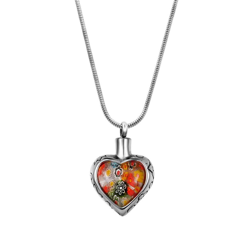 Flower Patch Heart Memorial Necklace