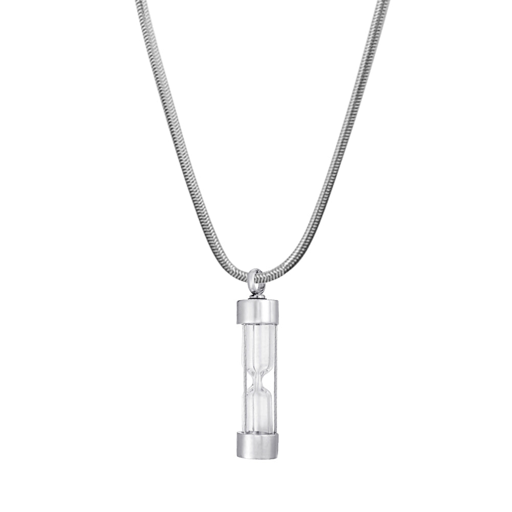 Silver Hourglass Memorial Necklace