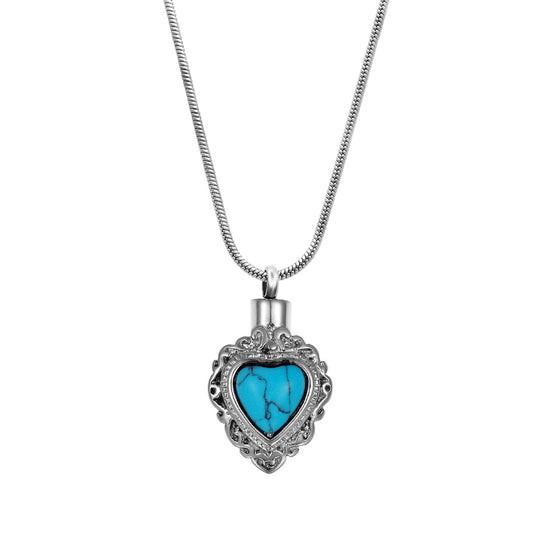 Mini Turquise Heart Memorial Necklace