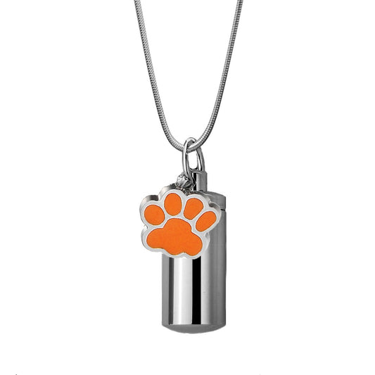 Silver Cylinder Pet Ashes Holder Necklace