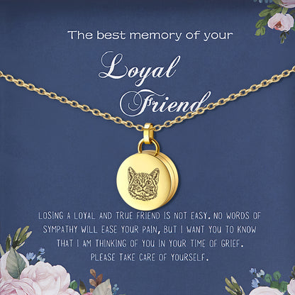 "The Best Memory of Your Loyal Friend" Pet Portrait Memorial Necklace