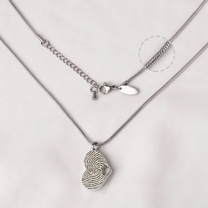 Sideways Heart Fingerprint Memorial Necklace