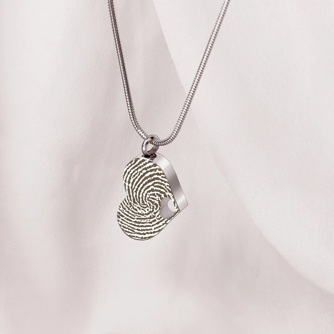 Sideways Heart Fingerprint Memorial Necklace