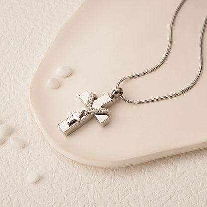 Premium Collet Cross Memorial Necklace