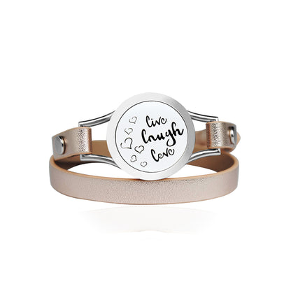 Mini Live Laugh Love Aromatherapy Double Strap Leather Bracelet