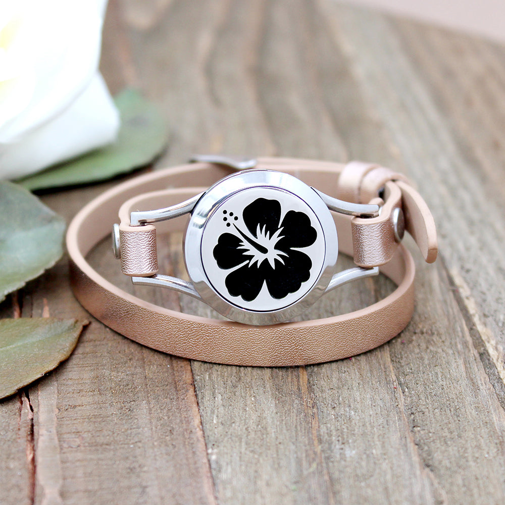 Plumaria Aromatherapy Double Strap Leather Bracelet