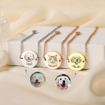 Personalized Pet Portrait Memorial Bracelet