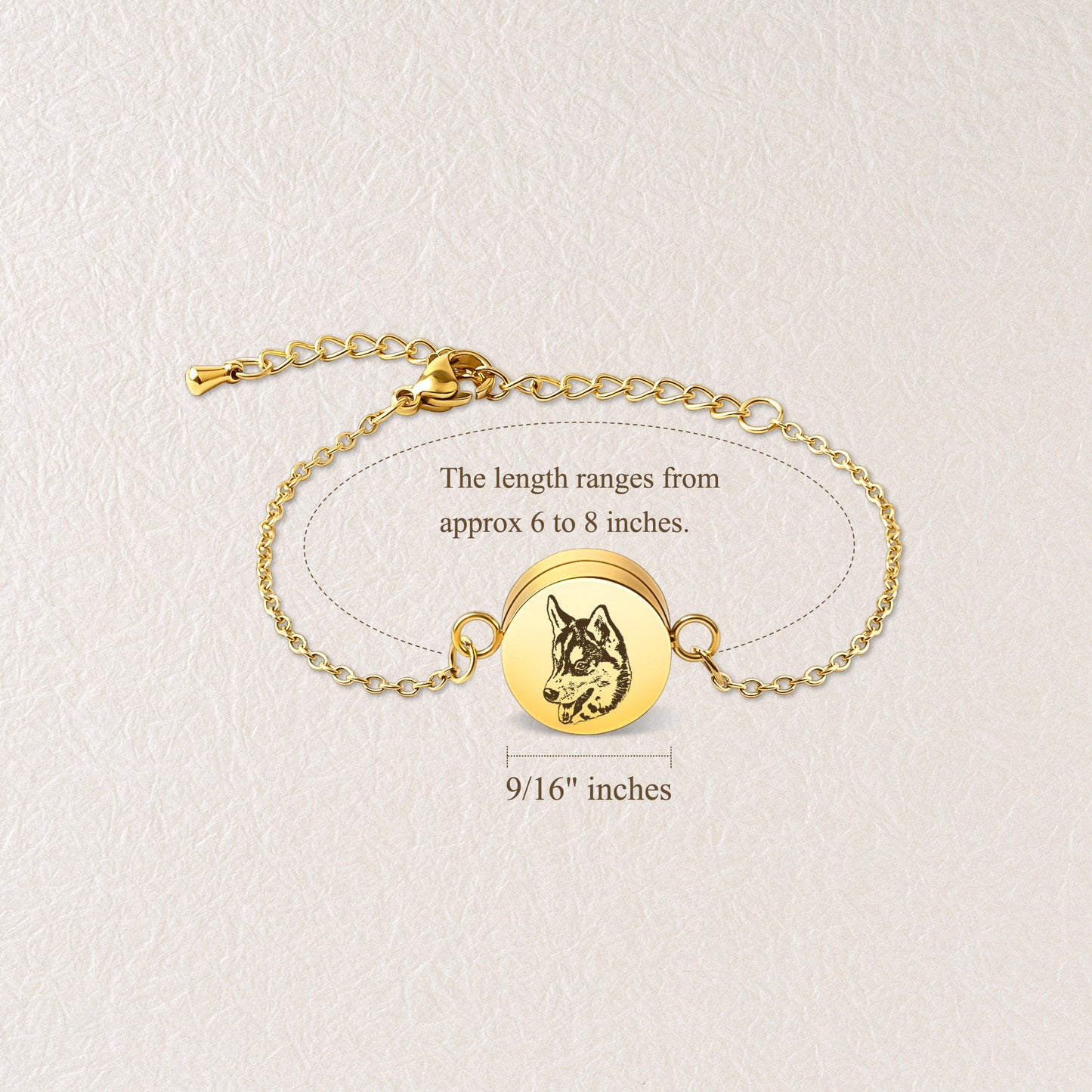 Pet Portrait Round Coin Memorial Bracelet