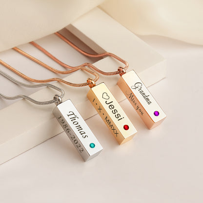 Birthstone Bar Memorial Necklace