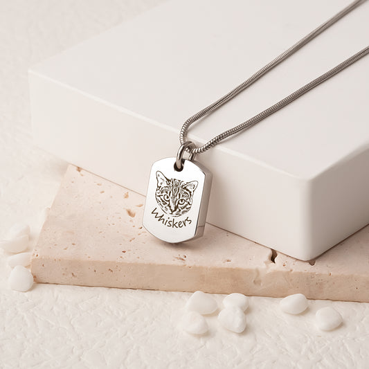 Custom Pet Portrait Dog Tag Memorial Necklace