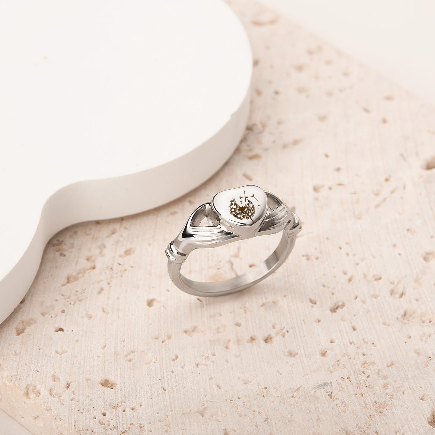 Birth Flower Heart Memorial Ring