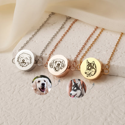 Pet Portrait Round Coin Memorial Bracelet