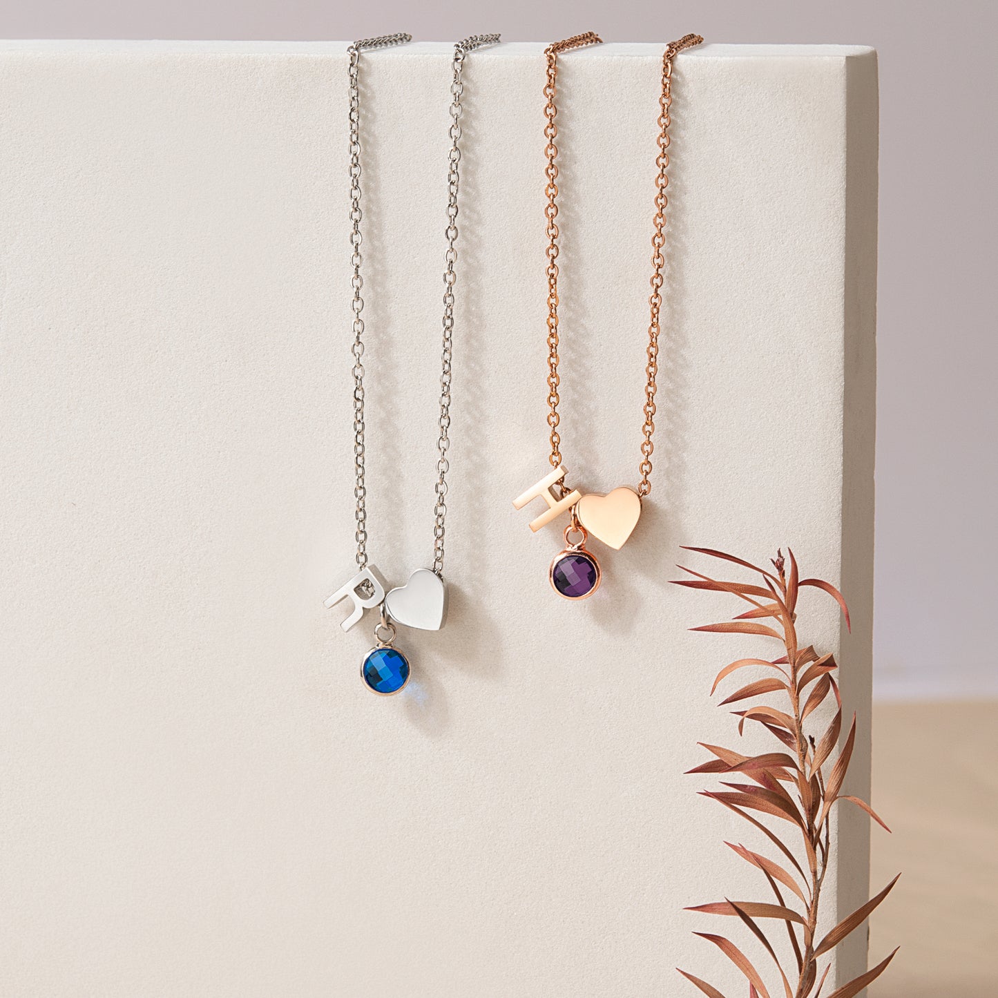 Birthstone Initial Necklace