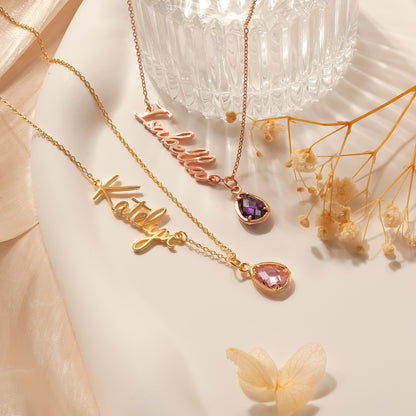 Personalized Name and Birthstone Necklace