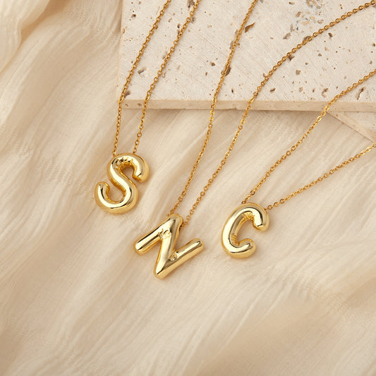 3D Bubble Letter Initial Necklace