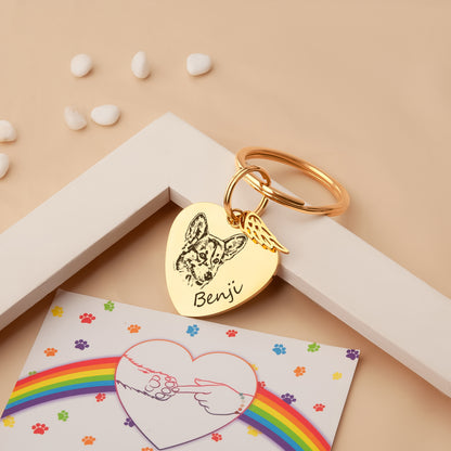 Heart Pet Portrait Rainbow Bridge Key Chain