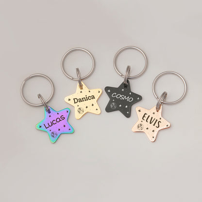 Star Shaped Space Pet Tag - Name