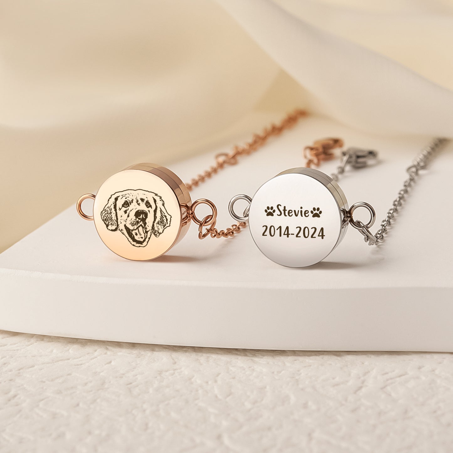 Pet Portrait Round Coin Memorial Bracelet