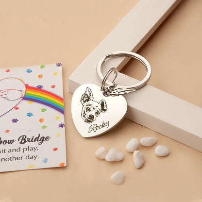 Heart Pet Portrait Rainbow Bridge Key Chain